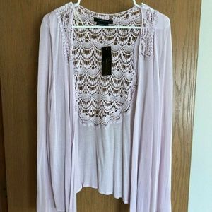 BCBG MAXAZRIA WOMENS MESS SWEATER, LG, PINK ICE,